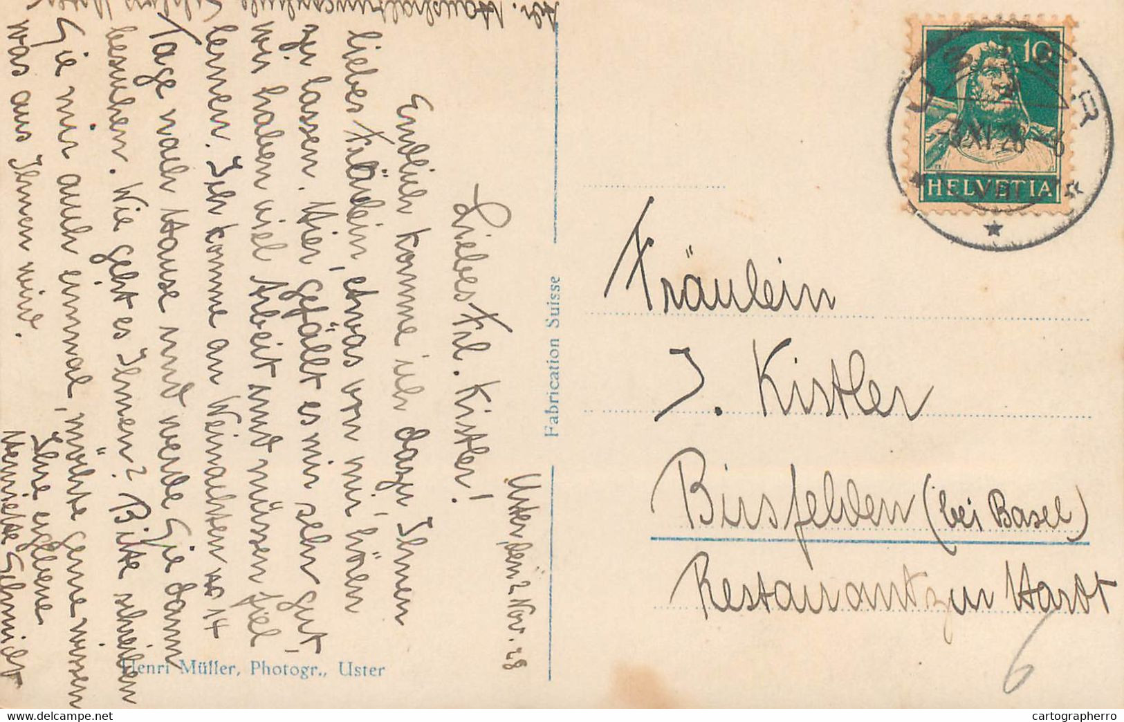 Switzerland Zurich USTER Kirche Und Schloss Clocktower Henri Muller 1926 Postcard - Uster