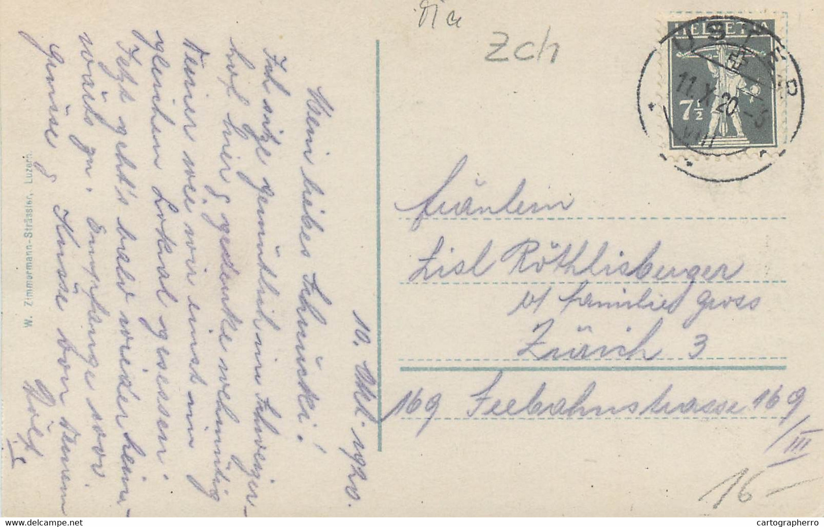 Switzerland Zurich USTER Mit Den Alpen 1920 Postcard - Uster