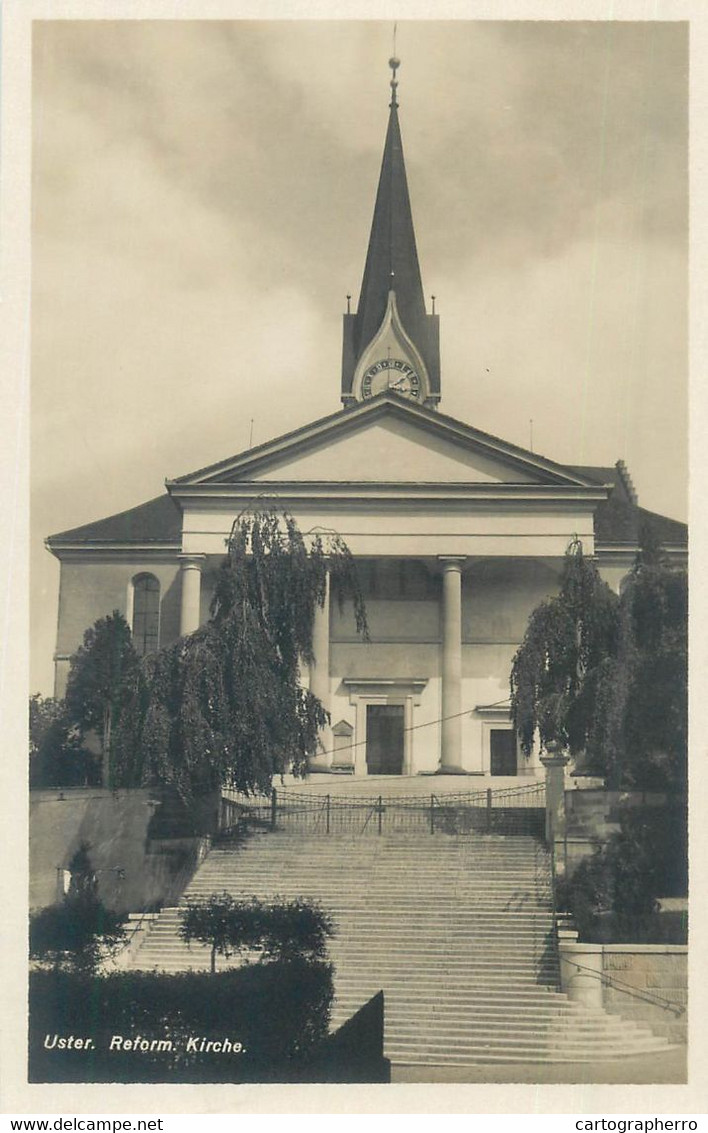 Switzerland Zurich USTER Reform. Kirche Clocktower Henri Muller Postcard - Uster