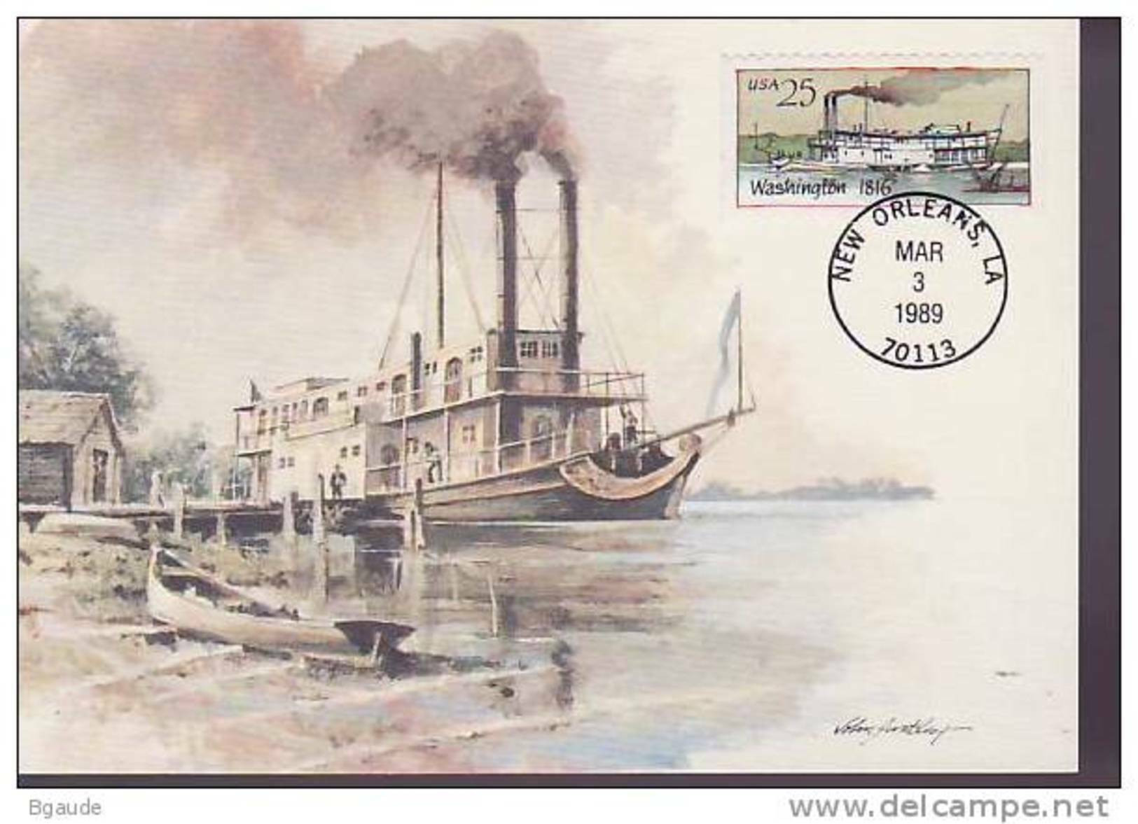 ETATS UNIS CARTE MAXIMUM NUM.YVERT 1857 BATEAUX A VAPEUR - Maximumkarten (MC)