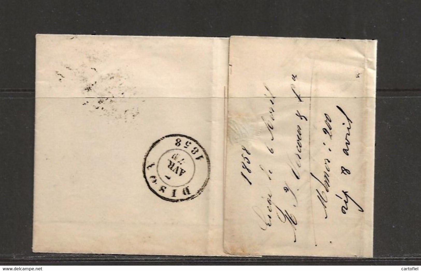 LETTRE-LIEGE-DISON-6 AVRIL 1858-TROUVAILLE-GRENIER-BRIEF-COMPLEET-ZOLDERVONDST-VOYEZ LES 3 SCANS-RARE? ? ? - 1849-1865 Médaillons (Autres)