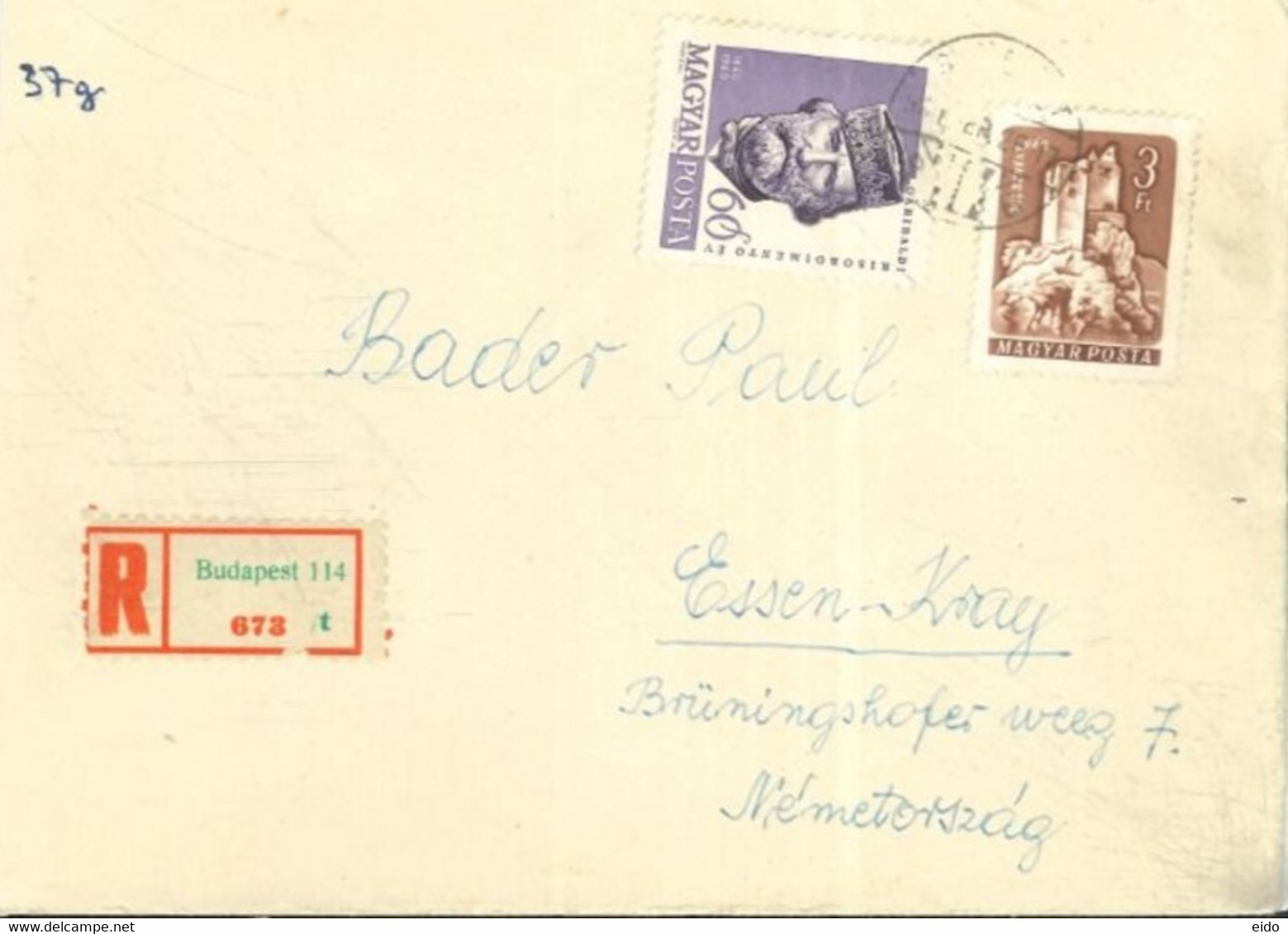 HUNGARY  - REGISTERED STAMP  COVER  FROM  HUNGARY TO GERMANY - Covers & Documents