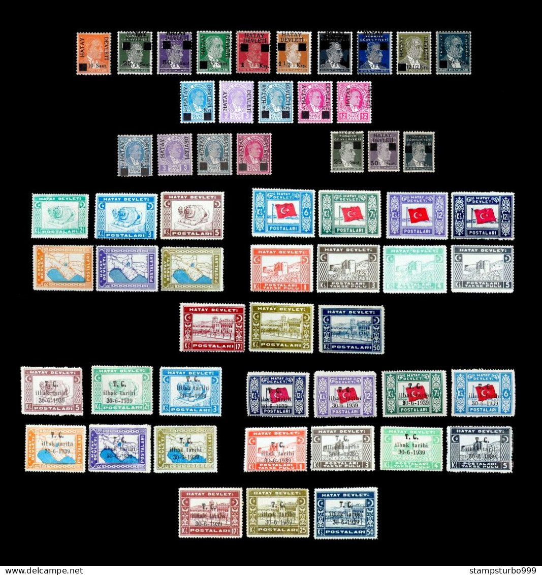 Hatay, Turkey (Alexandretta, Alexandrette,) Complete Sets (52 Stamps), Hatay Only,  MNH ** - 1934-39 Sandschak Alexandrette & Hatay
