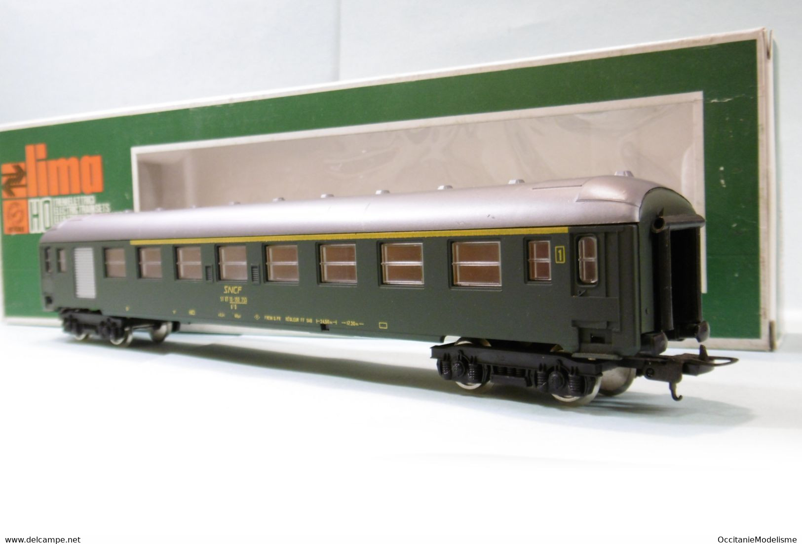 Lima - Voiture Voyageurs A7D Mixte Fourgon / 1ère Classe Vert SNCF Réf. 9128 HO 1/87 - Voitures Voyageurs