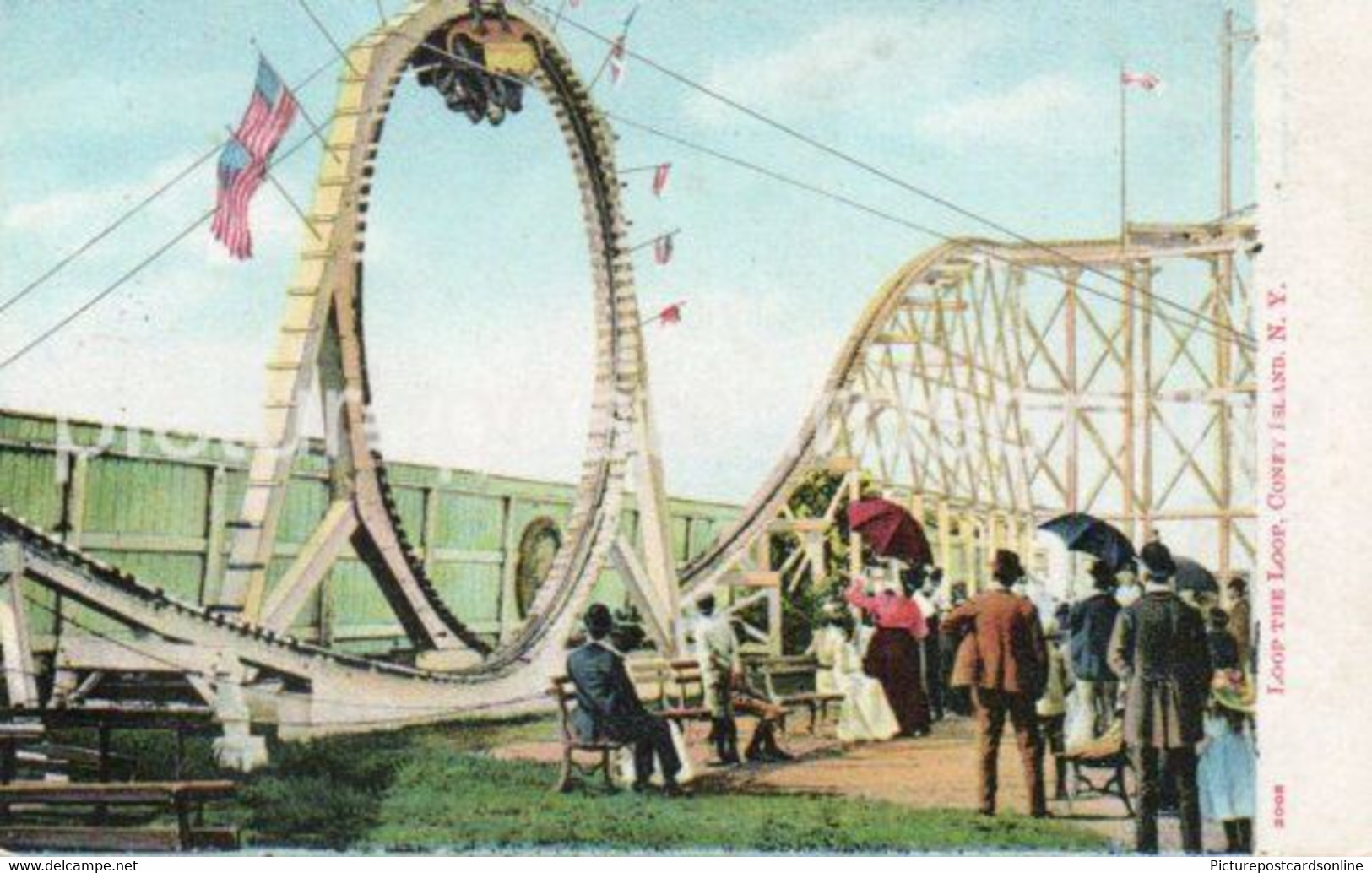 LOOP THE LOOP CONEY ISLAND OLD COLOUR POSTCARD BROOKLYN NEW YORK USA AMERICA FAIR RIDE - Brooklyn