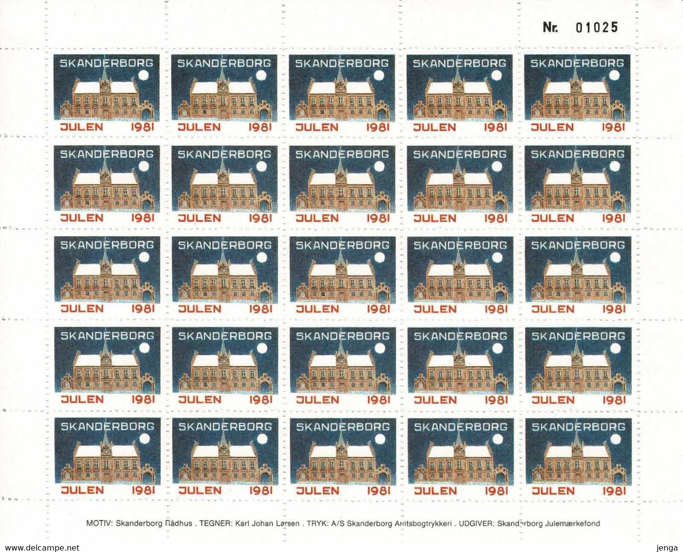 Denmark; Local Christmas Seals - Skanderborg, 1980 - 1982, 3 Full Sheet; MNH(**), Not Folded. - Full Sheets & Multiples