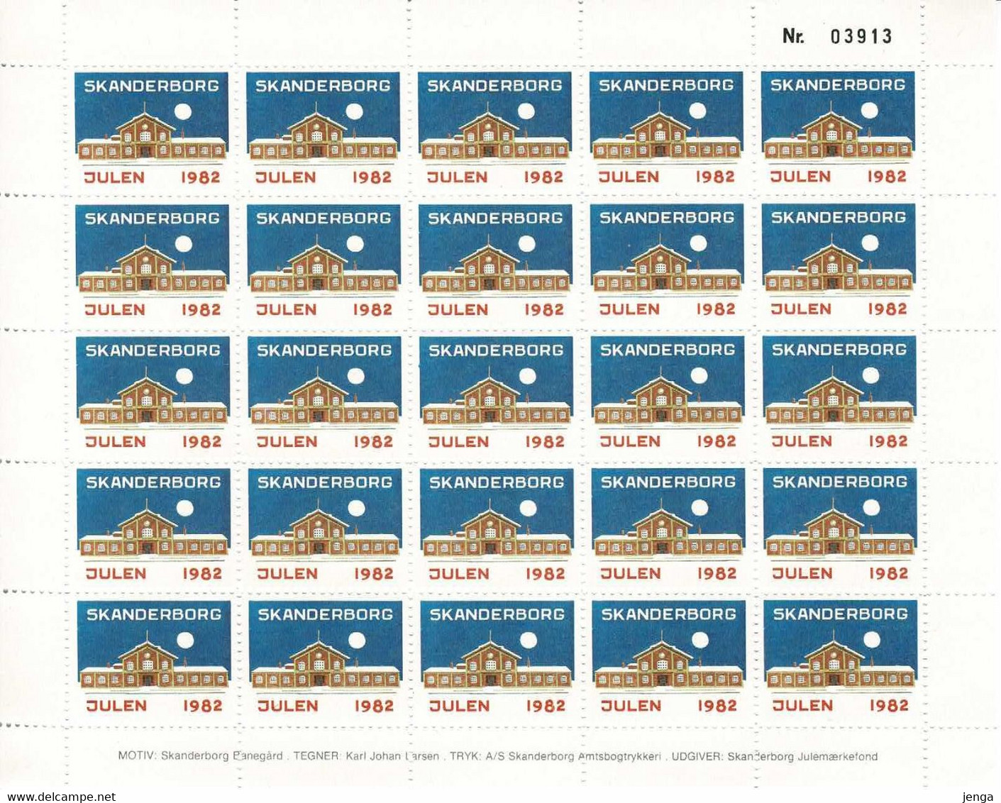 Denmark; Local Christmas Seals - Skanderborg, 1980 - 1982, 3 Full Sheet; MNH(**), Not Folded. - Feuilles Complètes Et Multiples