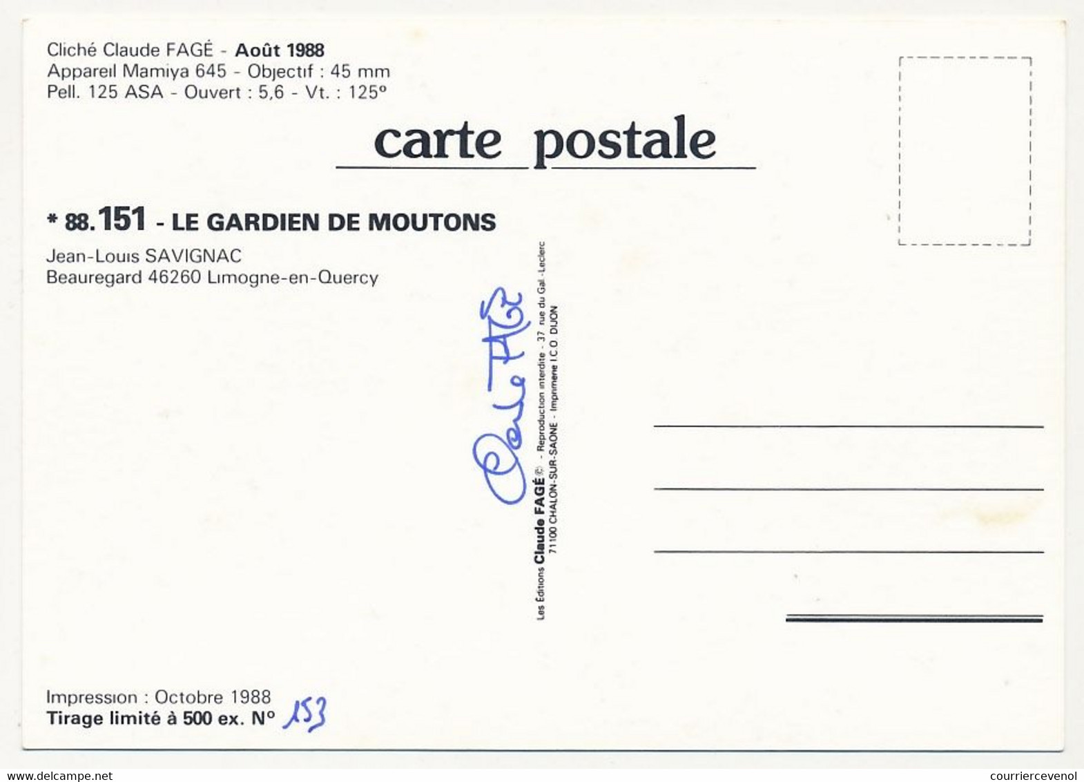 CPM - LIMOGNE EN QUERCY (Lot) - Le Gardien De Moutons Jean Louis Savignac, Beauregard - Claude Fagé 88.151 - Autres & Non Classés