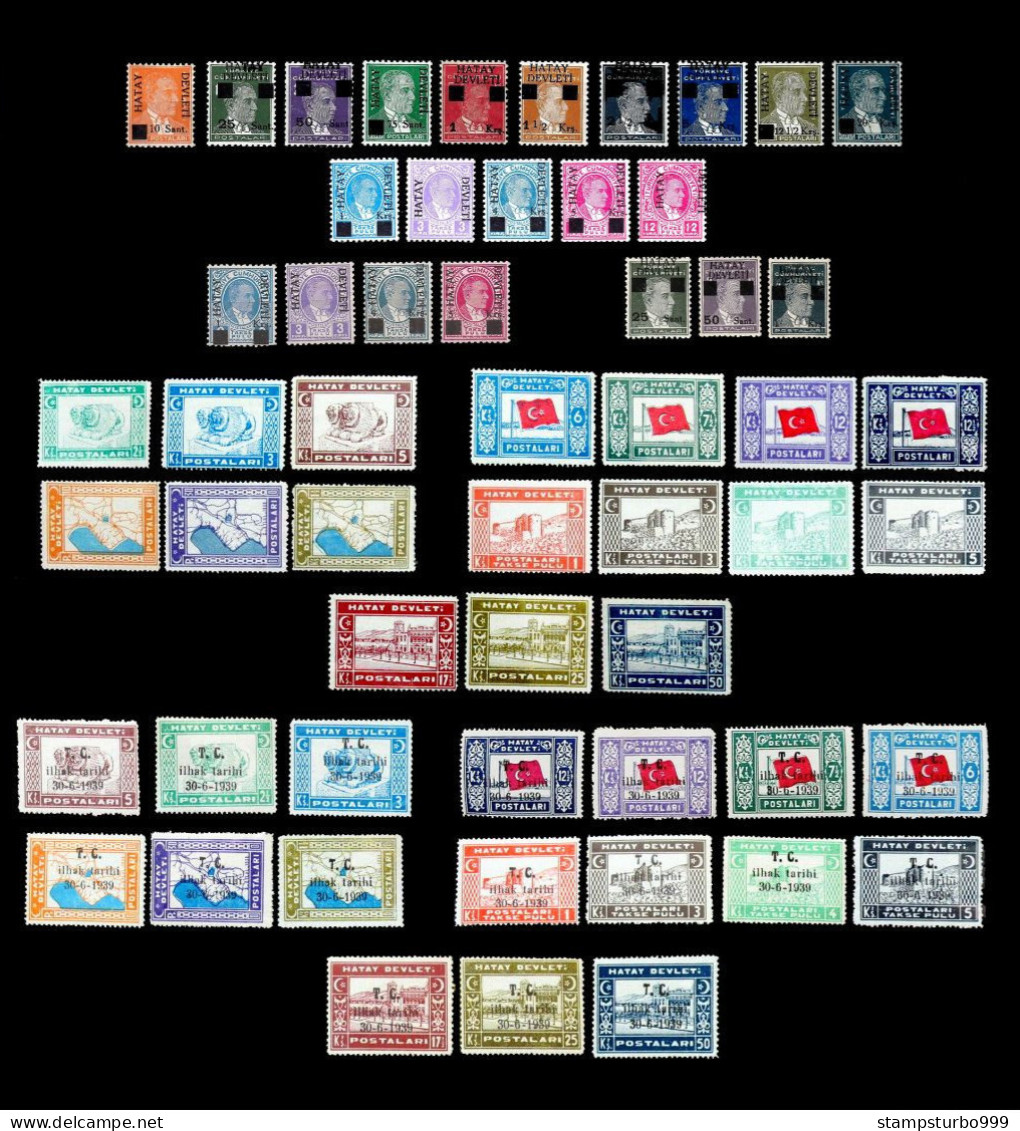 Hatay, Turkey (Alexandretta, Alexandrette,) Complete Sets,(52 Stamps) Hatay Only, MNH ** - 1934-39 Sandschak Alexandrette & Hatay