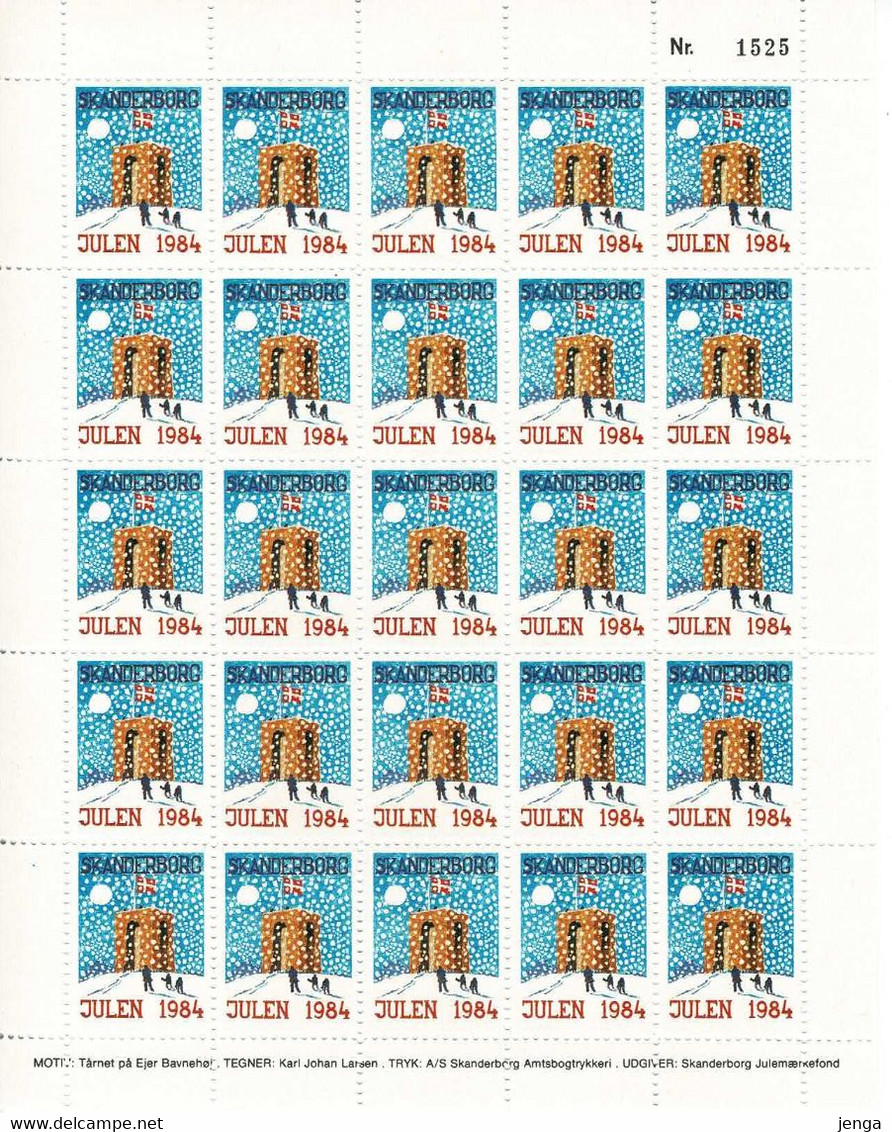 Denmark; Local Christmas Seals - Skanderborg, 1983 - 1986, 4 Full Sheet; MNH(**), Not Folded. - Fogli Completi