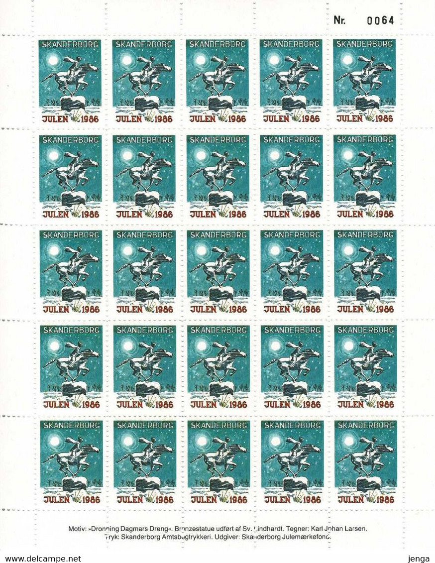 Denmark; Local Christmas Seals - Skanderborg, 1983 - 1986, 4 Full Sheet; MNH(**), Not Folded. - Hojas Completas