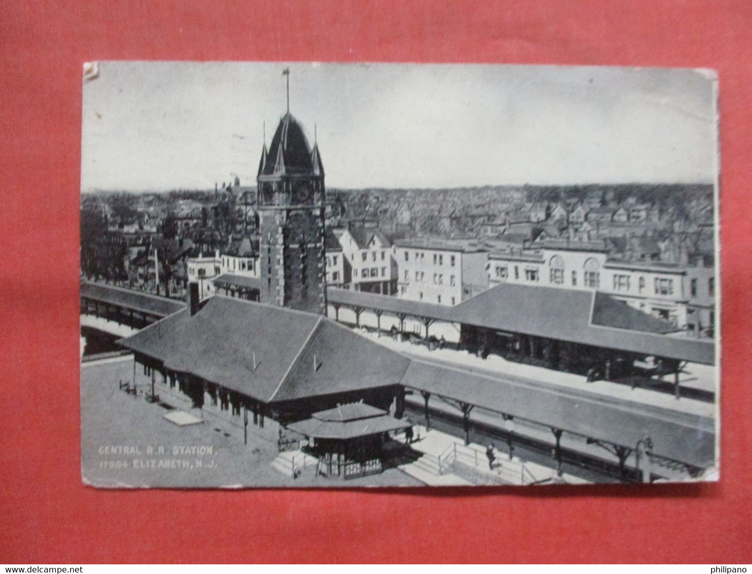 Central R.R. Station.  Stamp Peeled Off Back.    Elizabeth  New Jersey > Elizabeth      Ref 5795 - Elizabeth