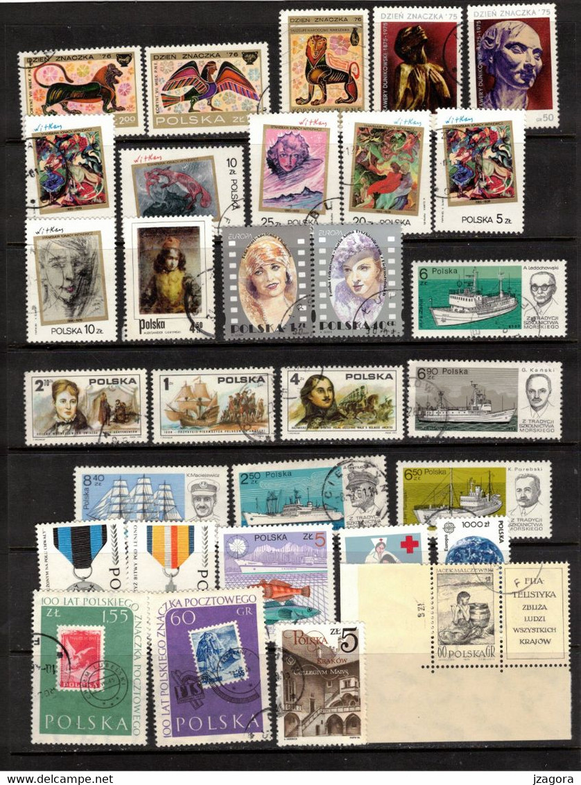 POLAND POLEN POLOGNE COLLECTION 61 USED VARIOUS STAMPS MANY WITH GUM Art Airplane - Collections