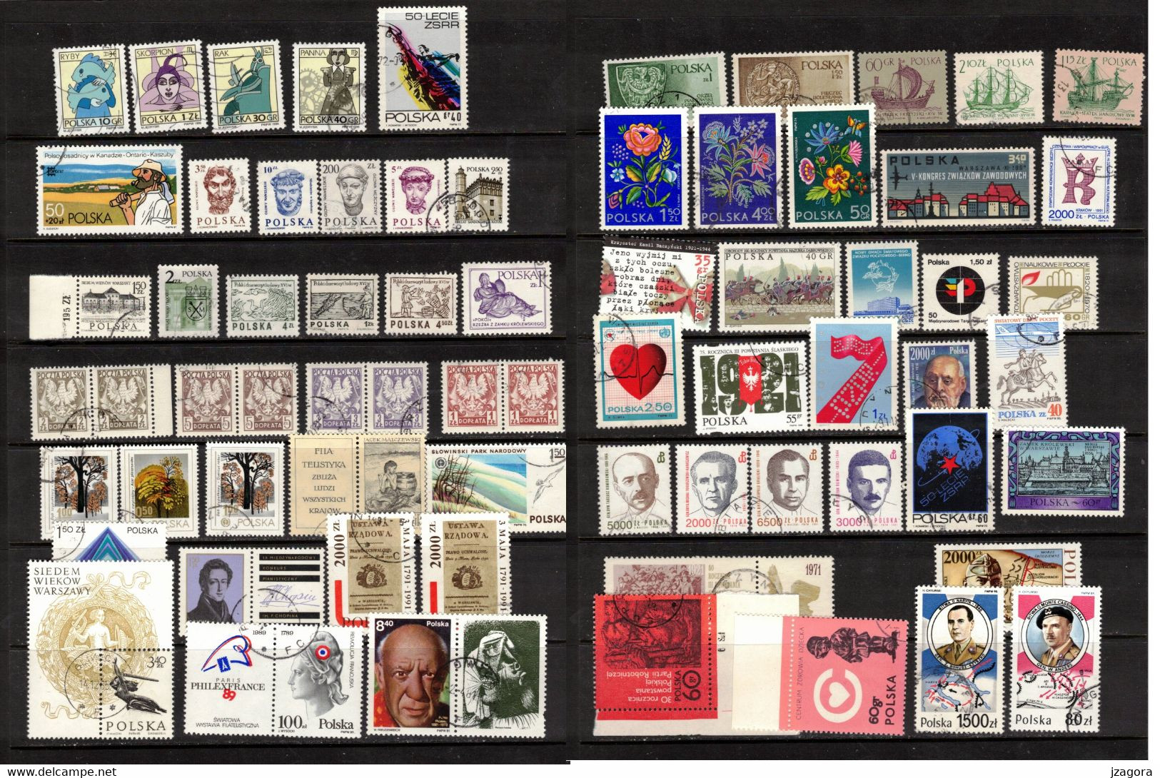 POLAND POLEN POLOGNE COLLECTION 64 VARIOUS USED STAMPS MANY WITH GUM - Collections