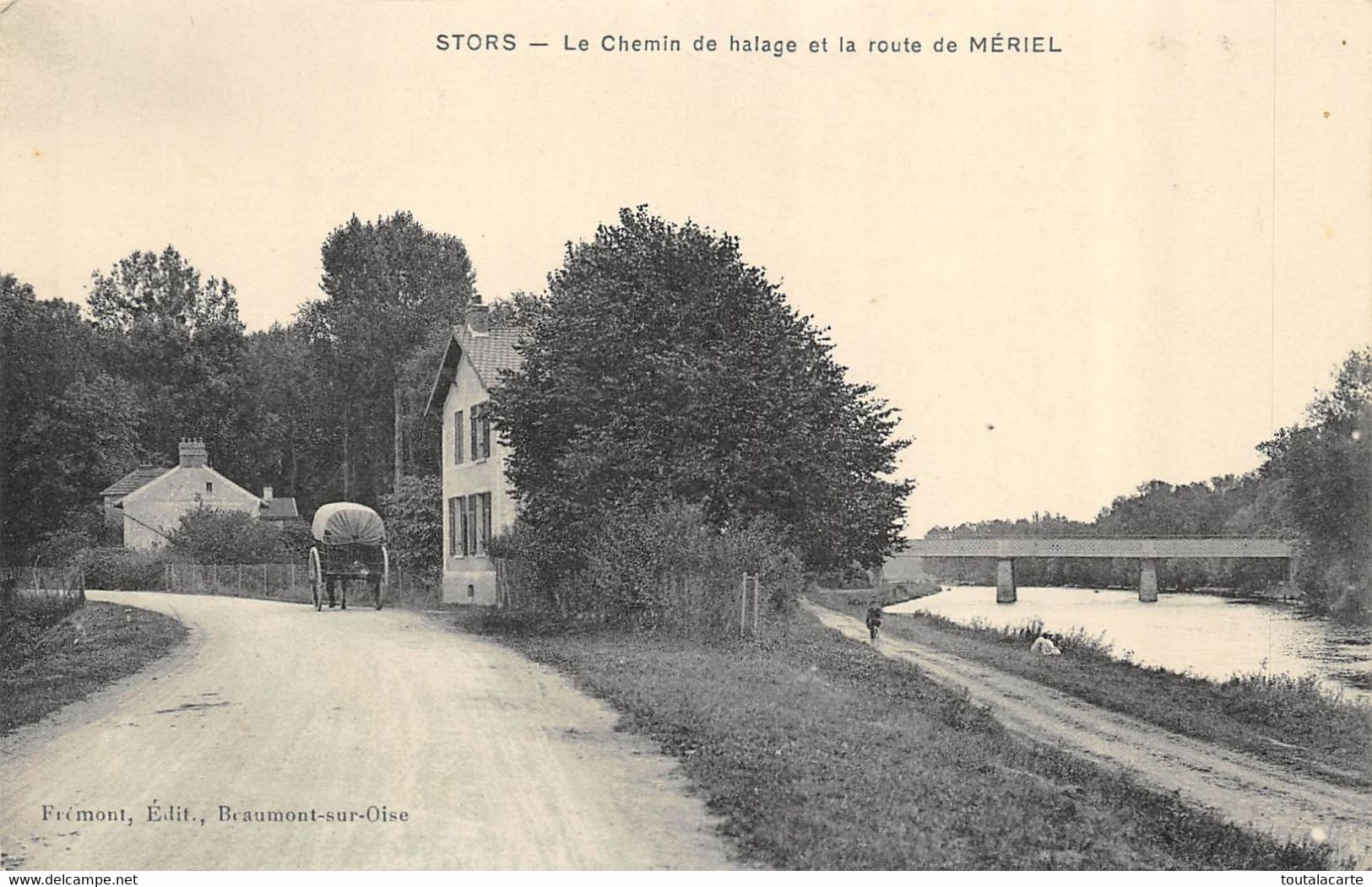 CPA 95 STORS LE CHEMIN DE HALAGE ET LA ROUTE DE MERIEL - Meriel