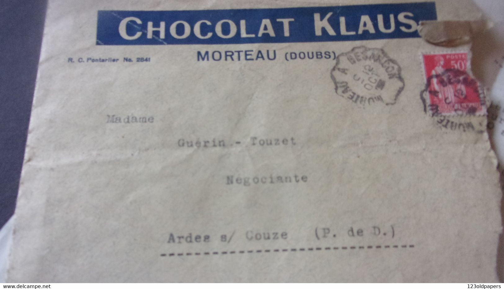 25 - Doubs - MORTEAU - LE LOCLE (CH) - Facture KLAUS - Chocolat Et Confiserie 1935 - 1900 – 1949