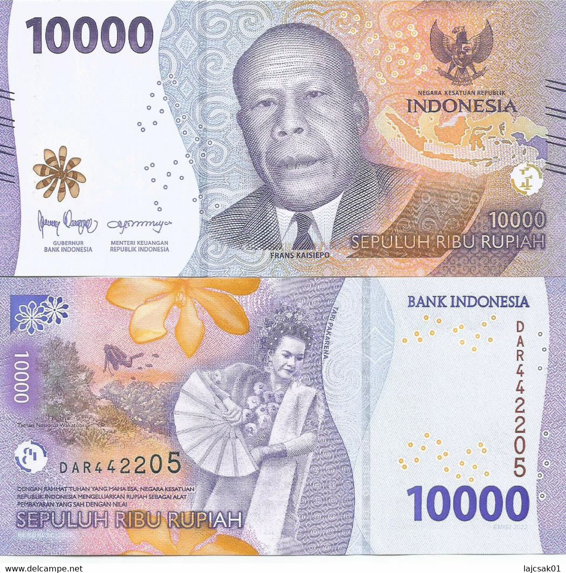 Indonesia 10.000 Rupiah 2022. UNC - Indonésie