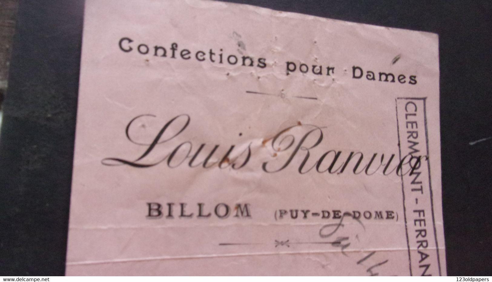 63 PUY DE DOME  BILLOM RANVIER LOUIS CONFECTIONS POUR DAMES - 1900 – 1949