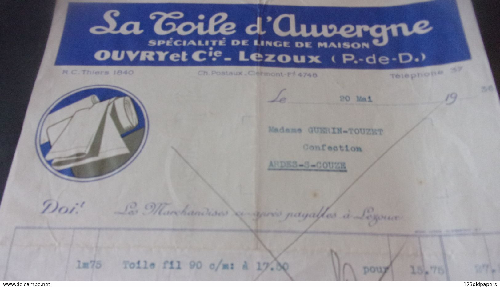63 PUY DE DOME LEZOUX  OUVRY LA TOILE D AUVERGNE  1936 - 1900 – 1949