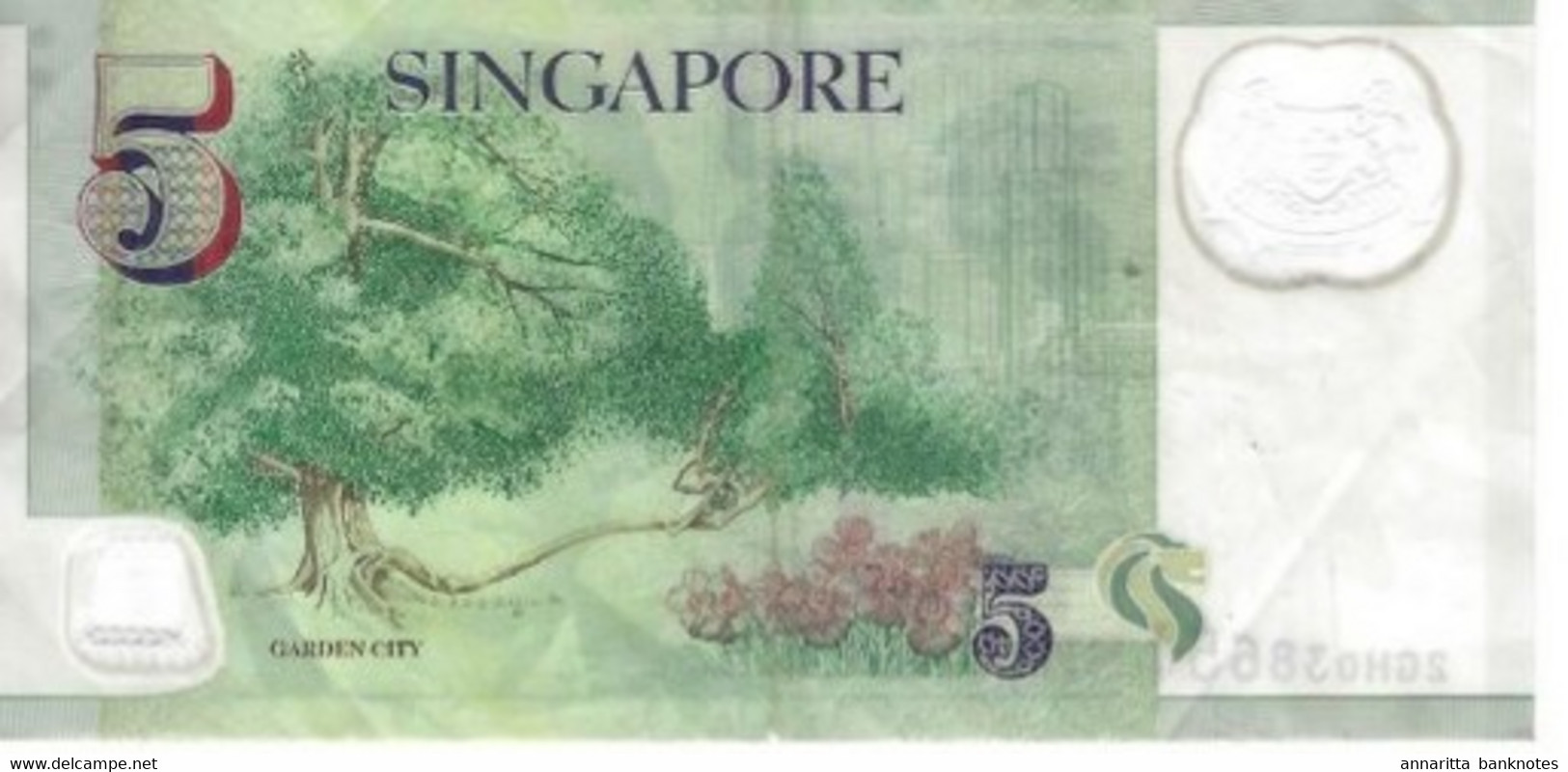 Singapore 5 Dollars ND (2007), XF, S/N 2BC905055, P-47a, SG B209a - Singapur