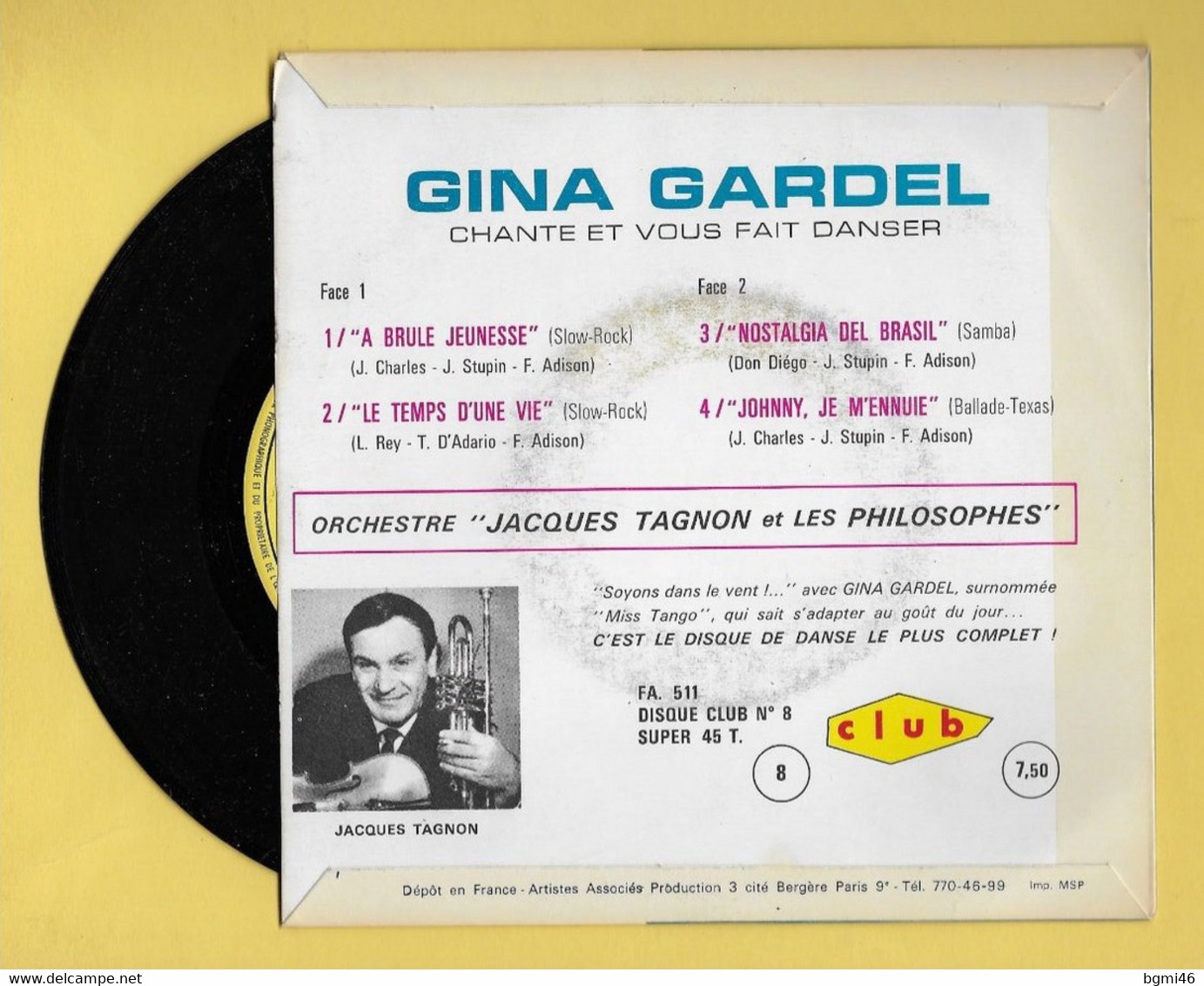 Disque Vinyle 45 Tours : GINA GARDEL: Voir Les 4 Titres..Scan A  : Voir 2 Scans - Musicals