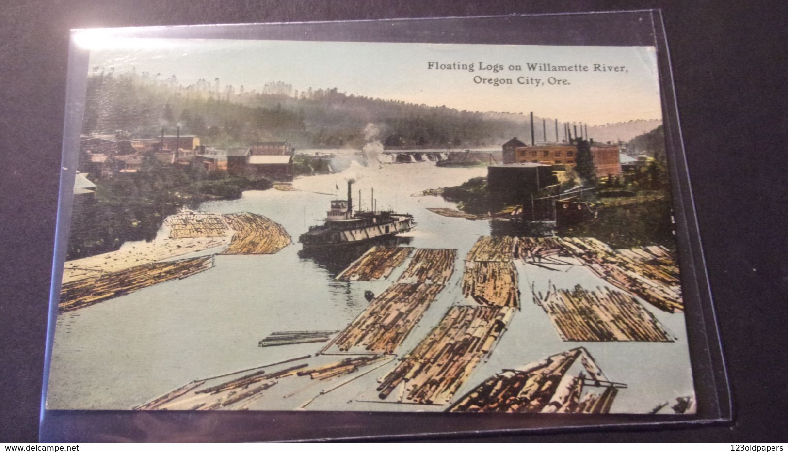 US OREGON  1921 FLOATING LOGS ON WILLAMETTE RIVER OREGON CITY ORE  STAMPS - Sonstige & Ohne Zuordnung
