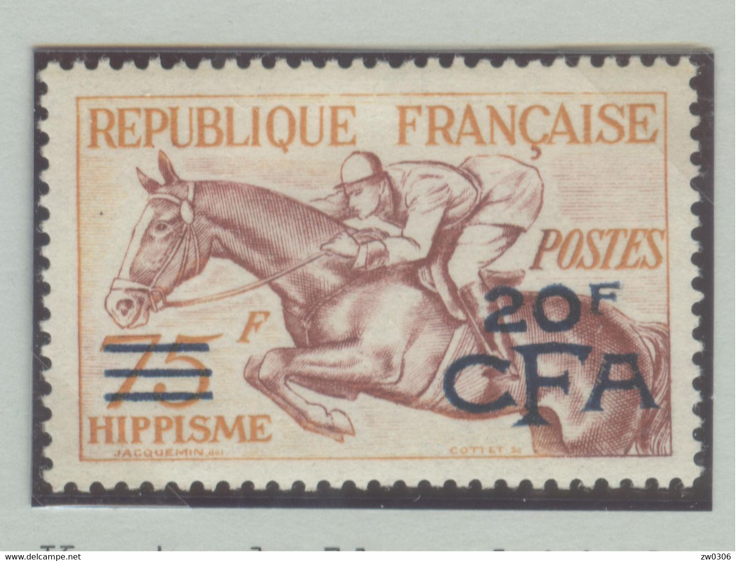REUNION Equestrian With Short BLACK Bars In The Overprint Mint With Hinge - Verano 1952: Helsinki