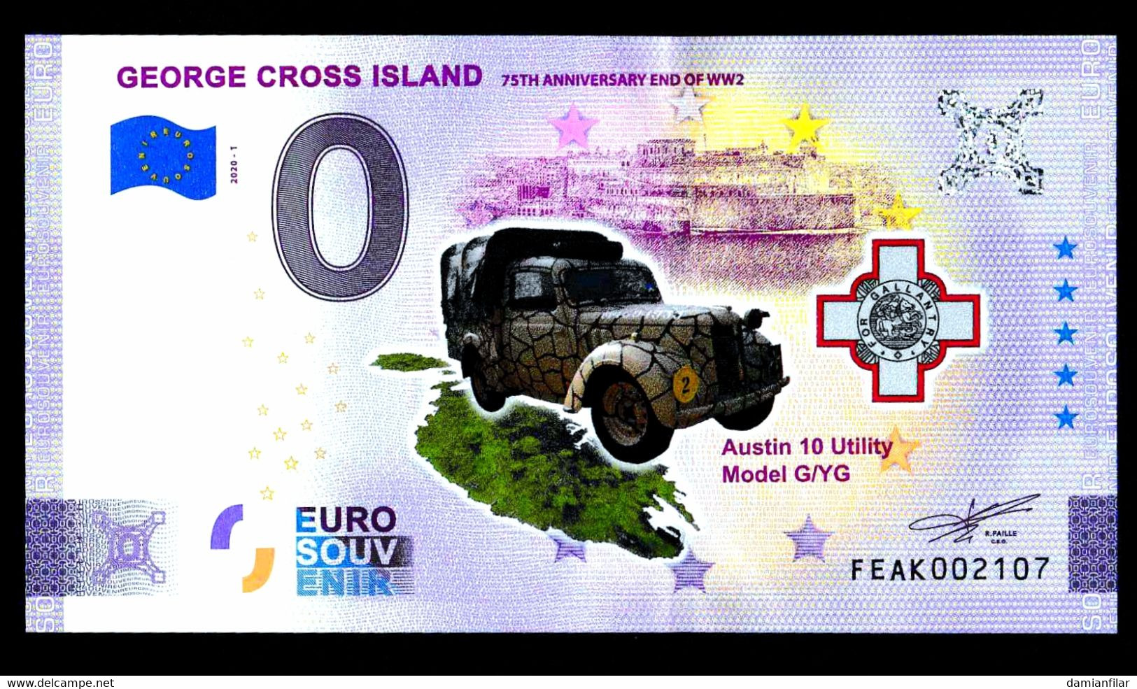 0 Euro Souvenir George Cross Island FEAK 2020-1 Color - Malta