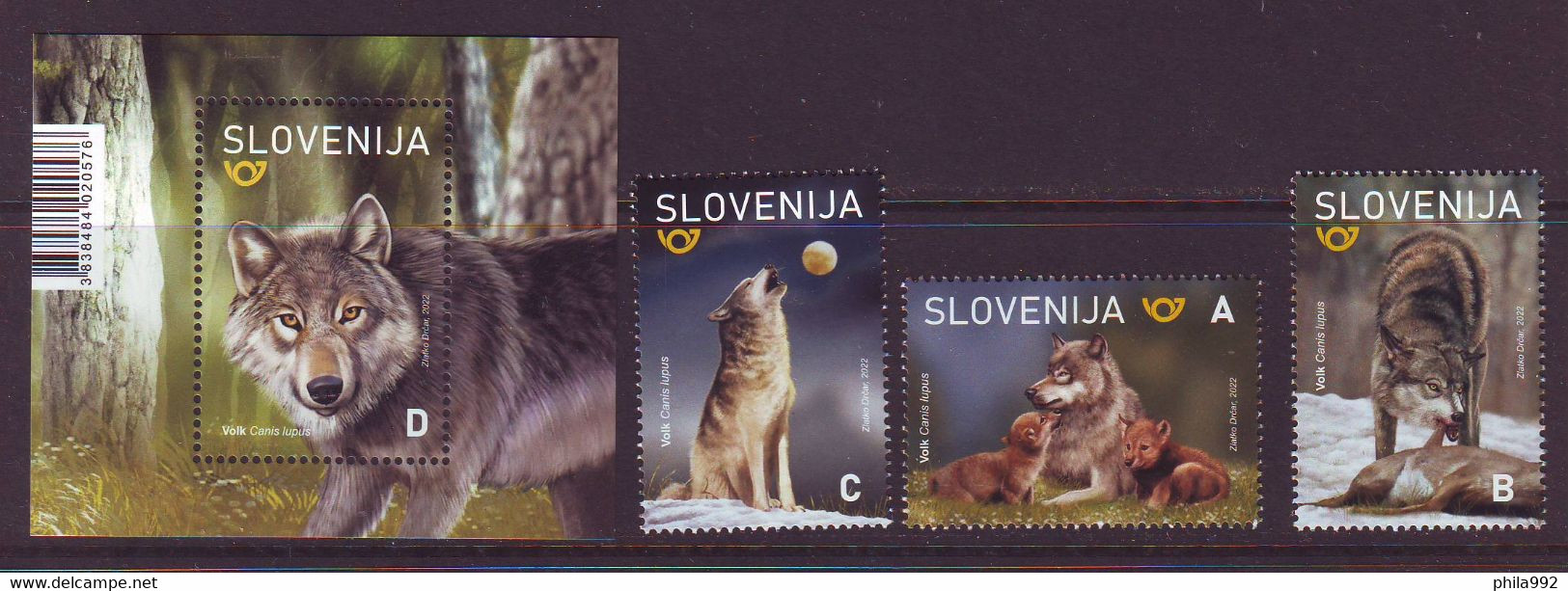 Slovenia 2022 Fauna Wolves (BL.+3) MNH - Slovenië