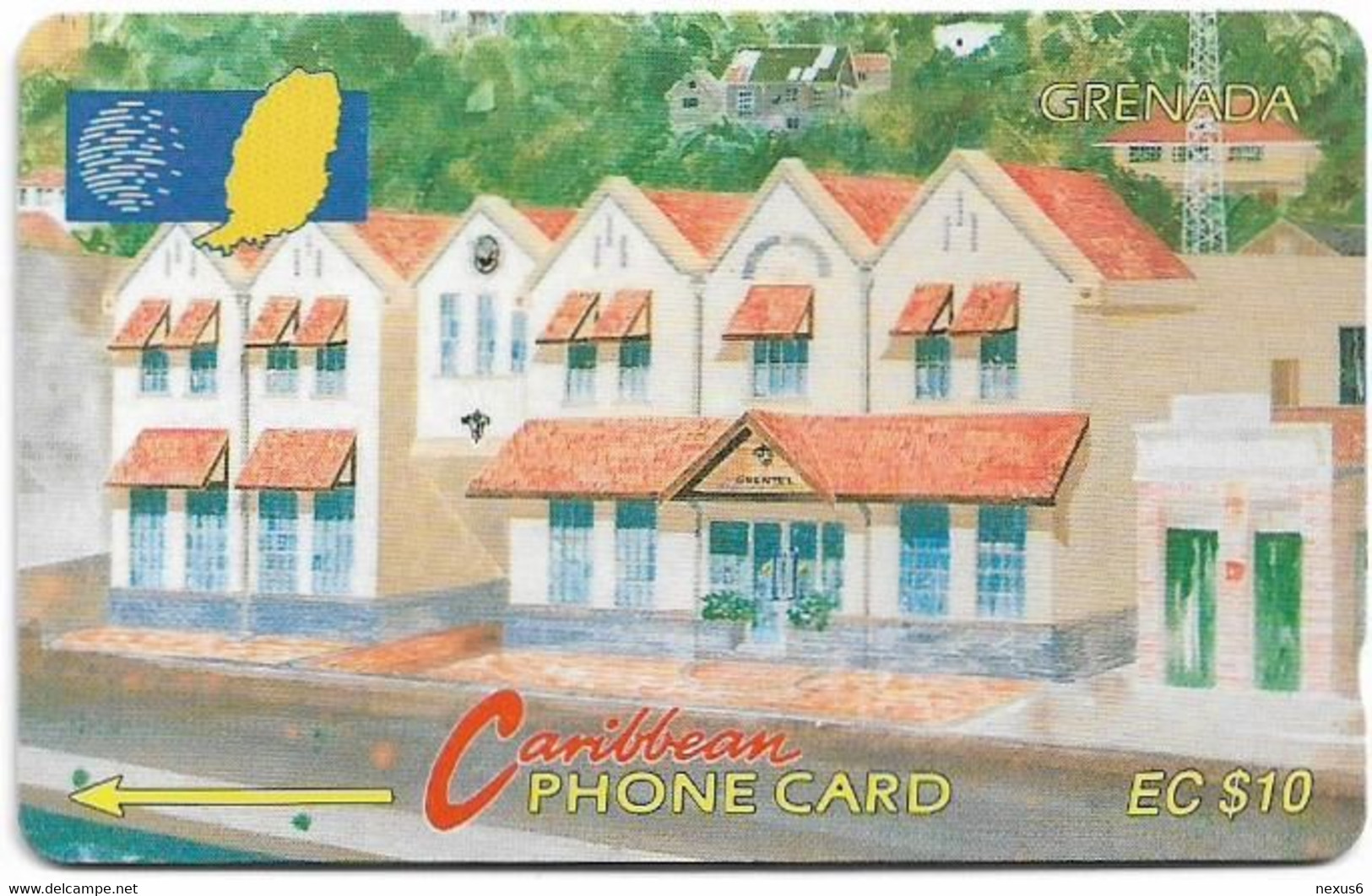 Grenada - C&W (GPT) - Grentel Building - 5CGRA - 1992, 10EC$, 12.000ex, Used - Grenada