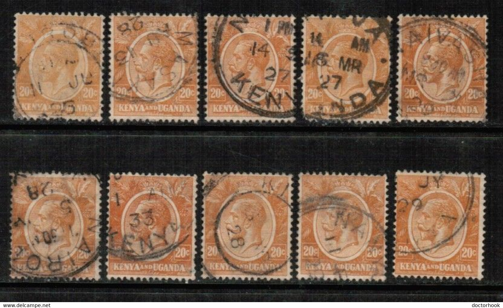 KENYA & UGANDA   Scott # 25 USED WHOLESALE LOT OF 10 (CONDITION AS PER SCAN) (WH-609) - Kenya & Ouganda