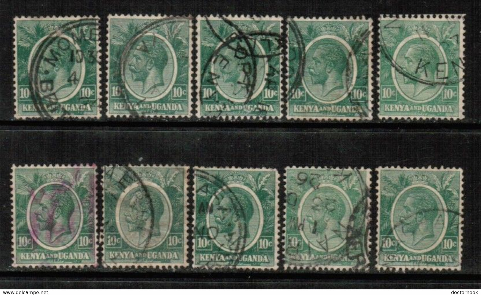 KENYA & UGANDA   Scott # 21 USED WHOLESALE LOT OF 10 (CONDITION AS PER SCAN) (WH-610) - Kenya & Ouganda