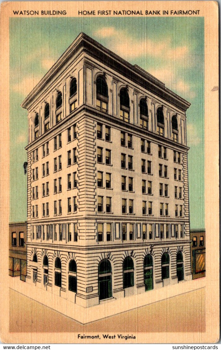 West Virginia Fairmont Watson Building Home Of First National Bank 1946 - Autres & Non Classés