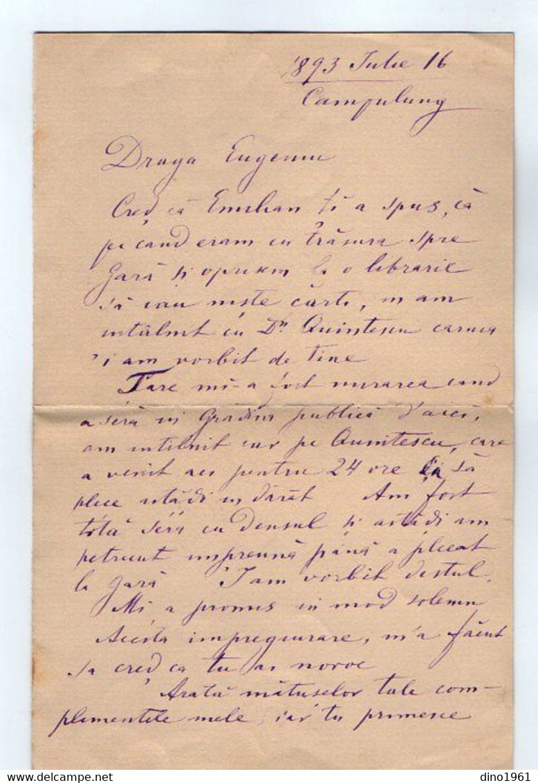 TB 3614 - 1893 - LAC - Lettre De Roumanie CAMPULUNG - Poststempel (Marcophilie)