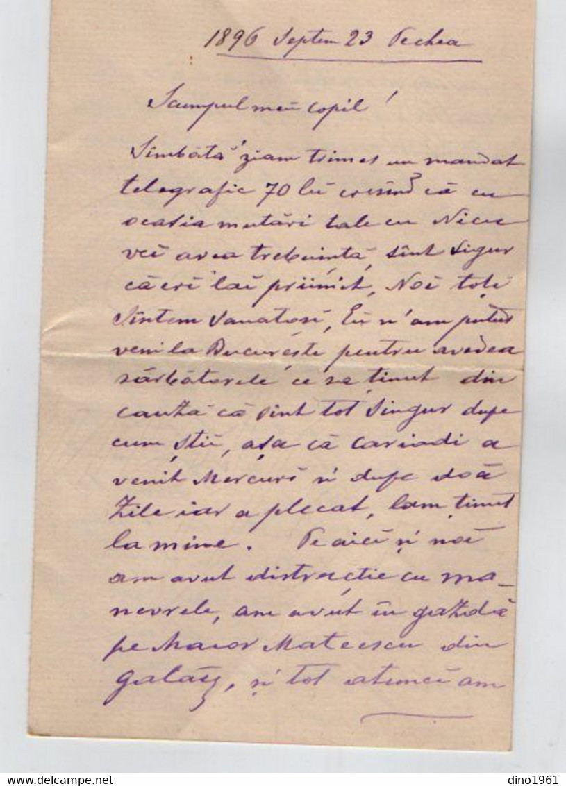 TB 3615 - 1896 - LAC - Lettre De Roumanie PECHEA - Marcofilie