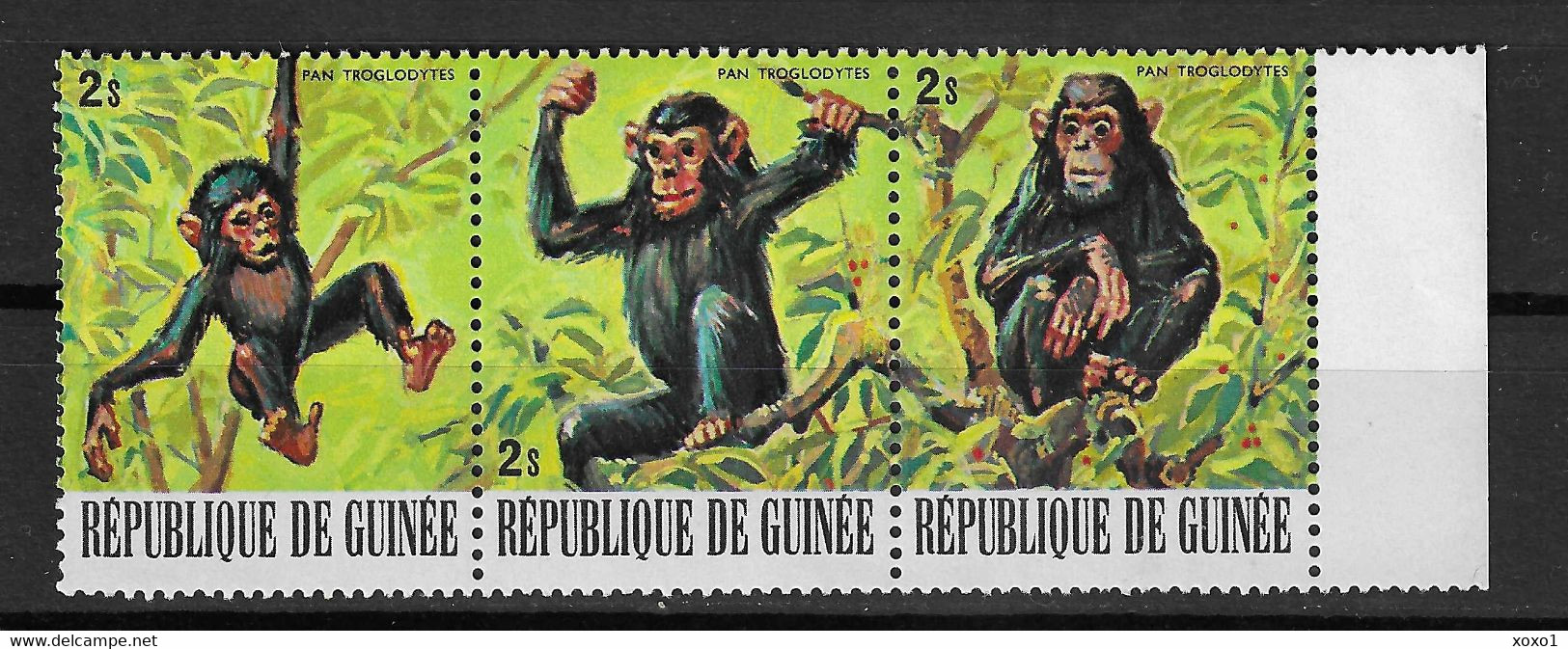 Guinea 1977 Mi.No. 796 - 798  Animals  Pan Troglodytes  Chimpanzee  3v  MNH** 1.50 € - Chimpanzés