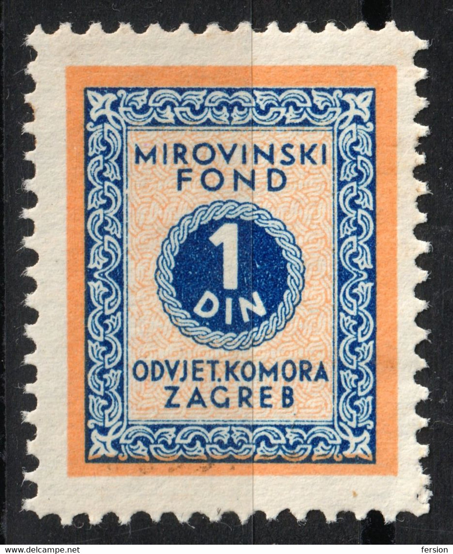 Yugoslavia Croatia - Revenue Stamp ( Lawyer Pension Salary Tax Stamp) - 1930's  - Used - 1 Din - Officials