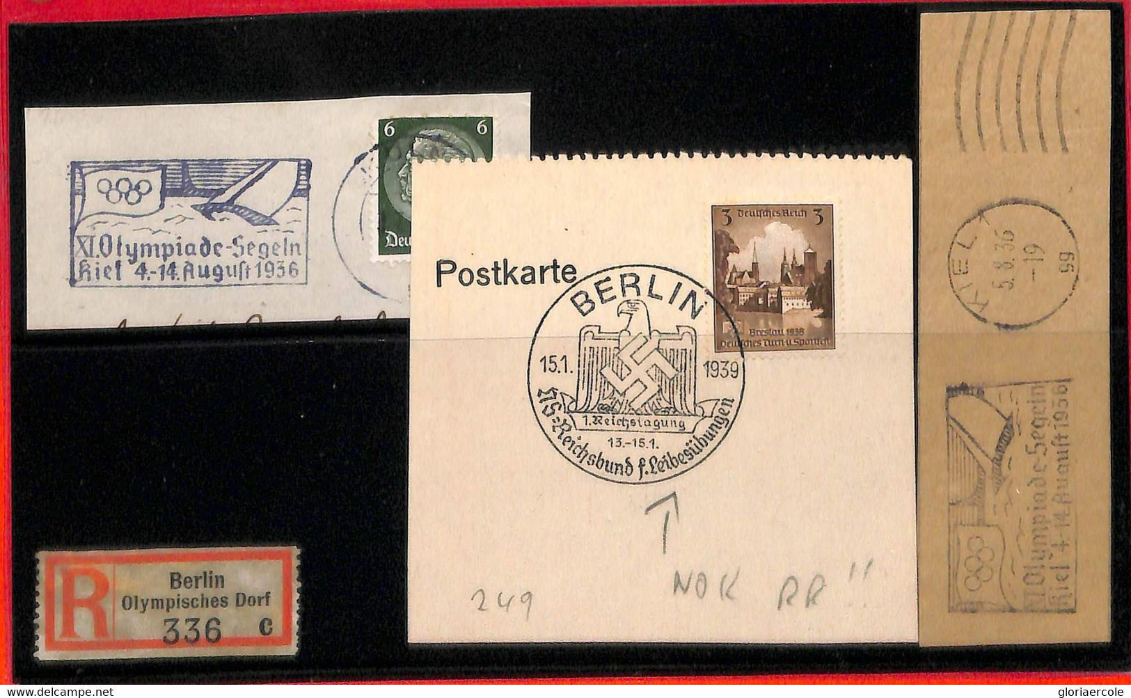 Aa2558 - GERMANY - POSTAL HISTORY -  Olympic Games LOT Of 5  POSTMARKS - Estate 1936: Berlino