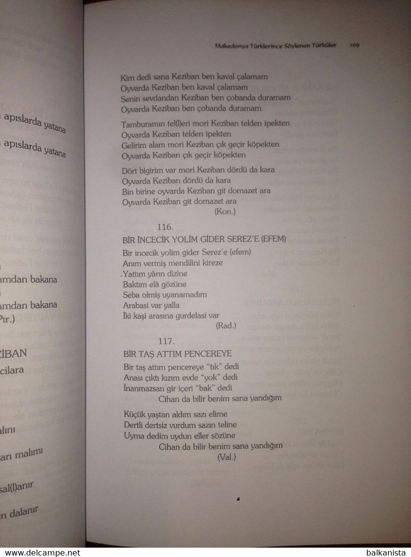 The Folk Songs By Macedonian Turks Turkish Book Balkan Studies Macedonia - Woordenboeken