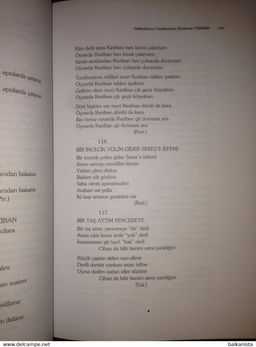 The Folk Songs By Macedonian Turks Turkish Book Balkan Studies Macedonia - Wörterbücher