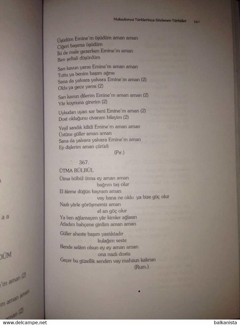 The Folk Songs By Macedonian Turks Turkish Book Balkan Studies Macedonia - Wörterbücher