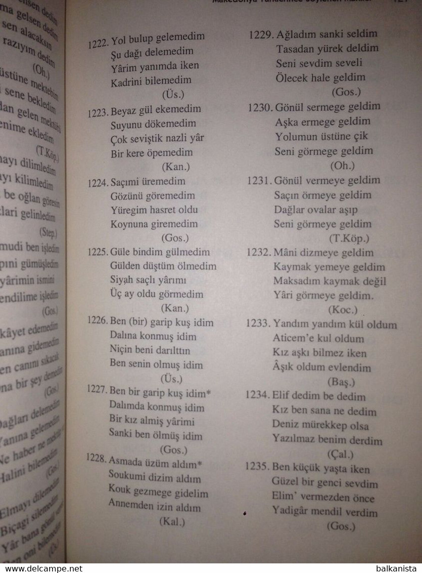 Macedonian Turks Folk Poetry Turkish Book Balkan Studies Macedonia Turkce - Diccionarios