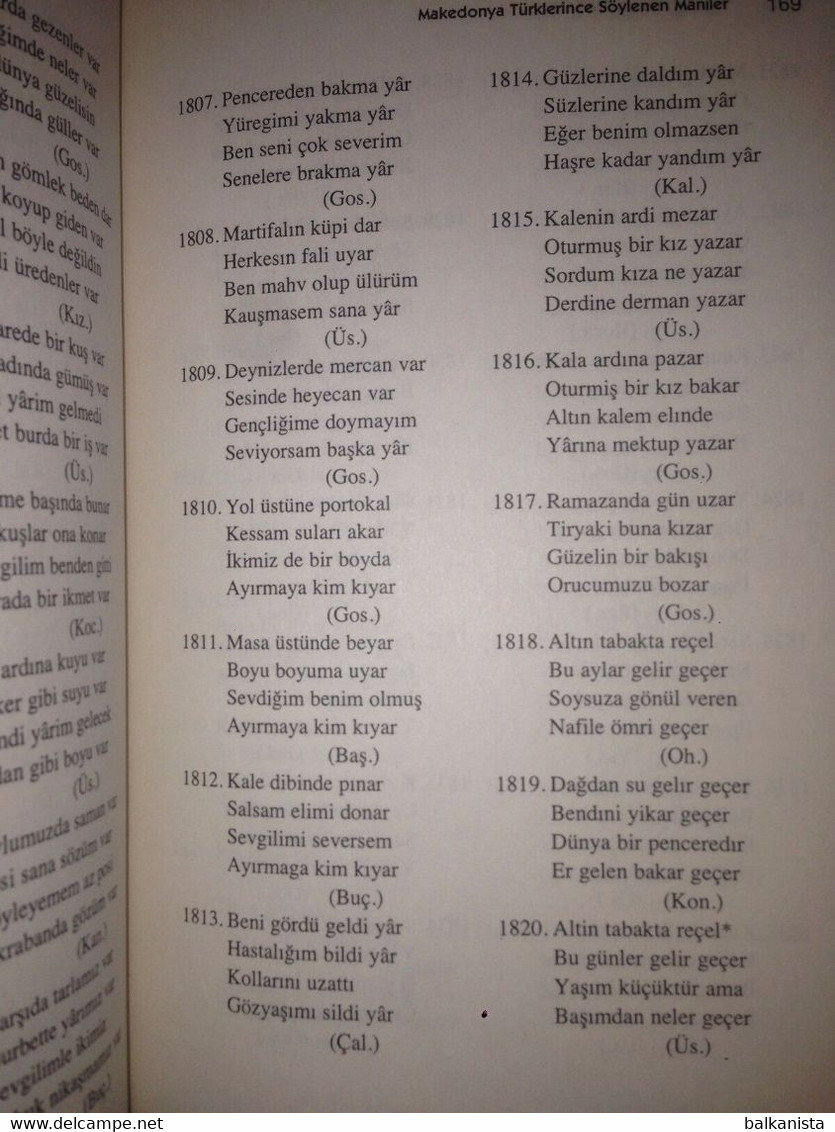 Macedonian Turks Folk Poetry Turkish Book Balkan Studies Macedonia Turkce - Dizionari