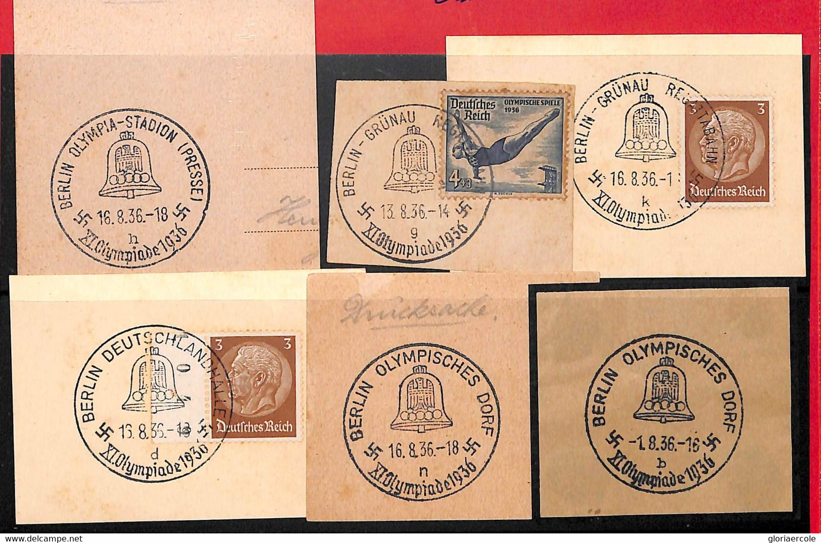 Aa2559 - GERMANY - POSTAL HISTORY -  Olympic Games LOT Of 7 POSTMARKS - Sommer 1936: Berlin