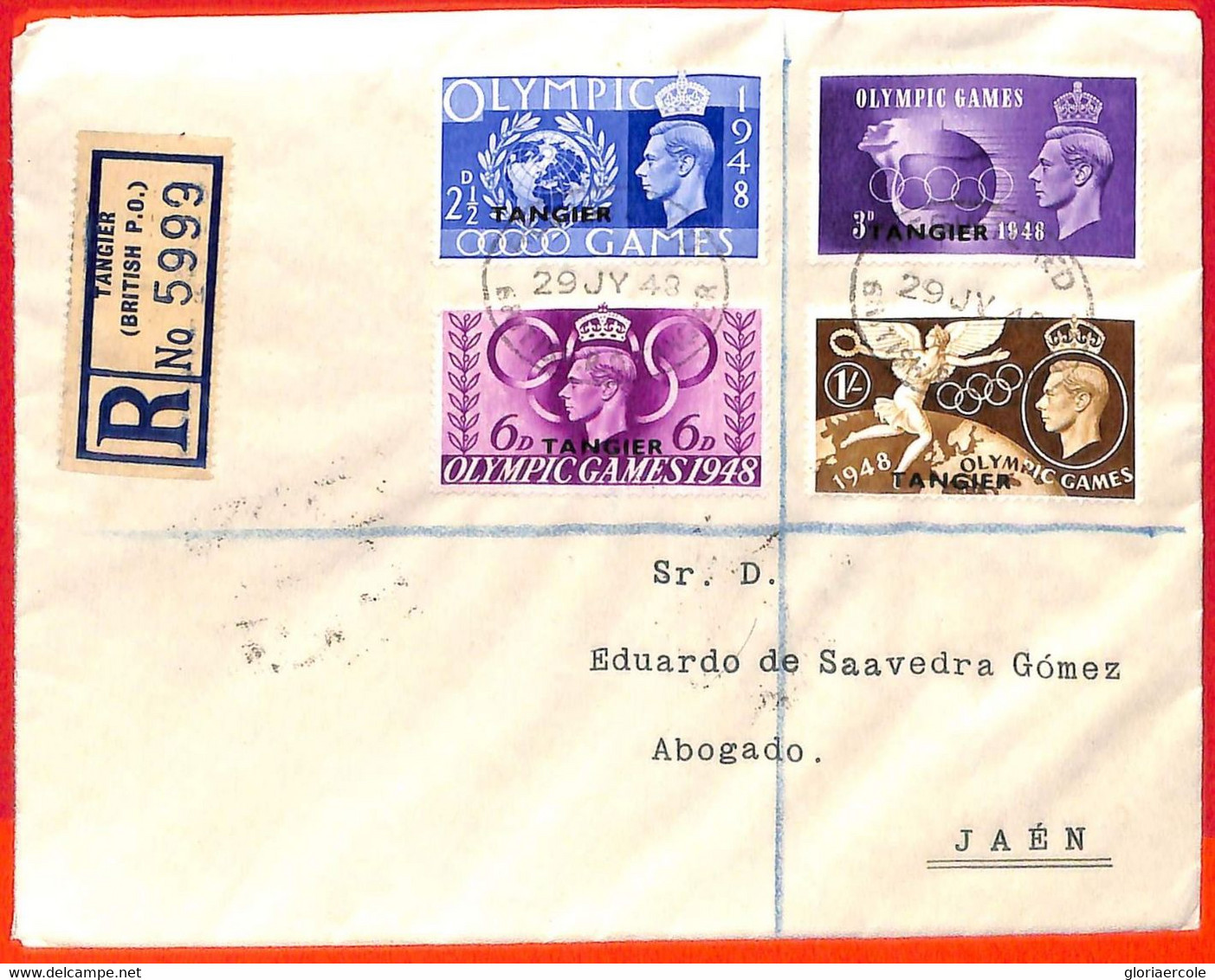Aa2575 - TANGIER - Postal History -  FDC COVER To SPAIN 1948 OLYMPIC GAMES - Sommer 1948: London