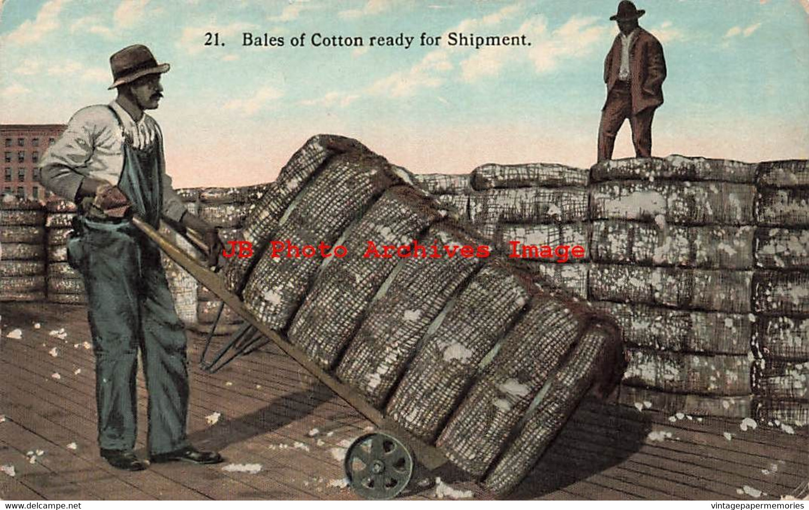 317267-Black Americana, Curt Teich No A-31588, Bales Of Cotton Ready For Shipment - Black Americana