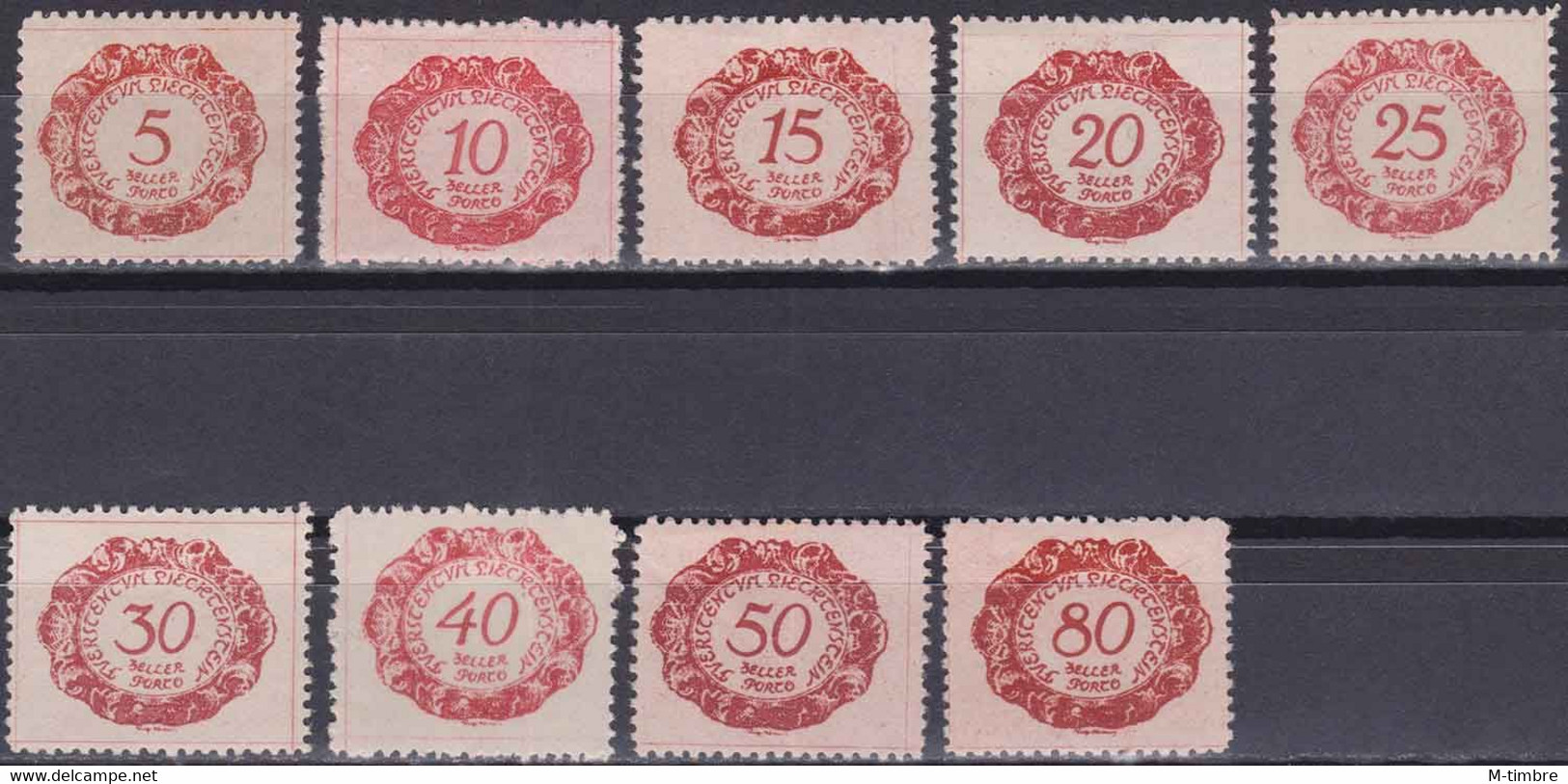 Liechtenstein (Taxe) YT 1-2-3-4-5-6-7-8-9 Année 1920 (MH *) (2 Scan) - Postage Due