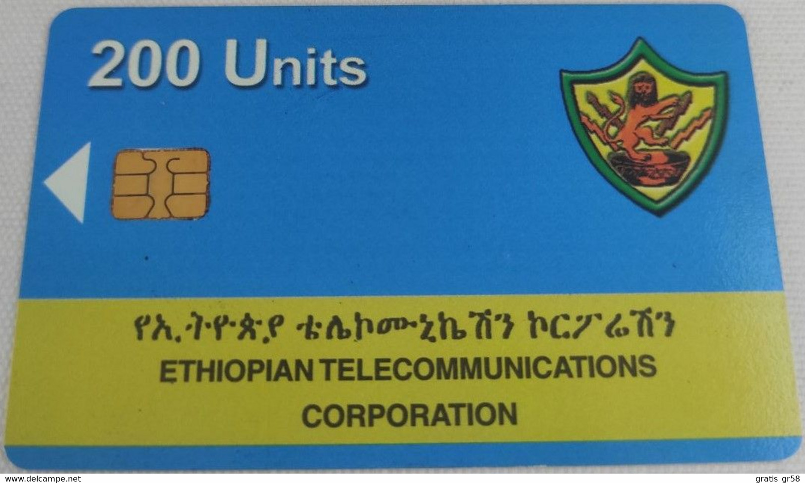 Ethiopia - ET-ETC-0002B, ETC Logo 200 Units, S35 Chip, M 0483 11/00 F.N.M.T., 2003, Used - Ethiopia