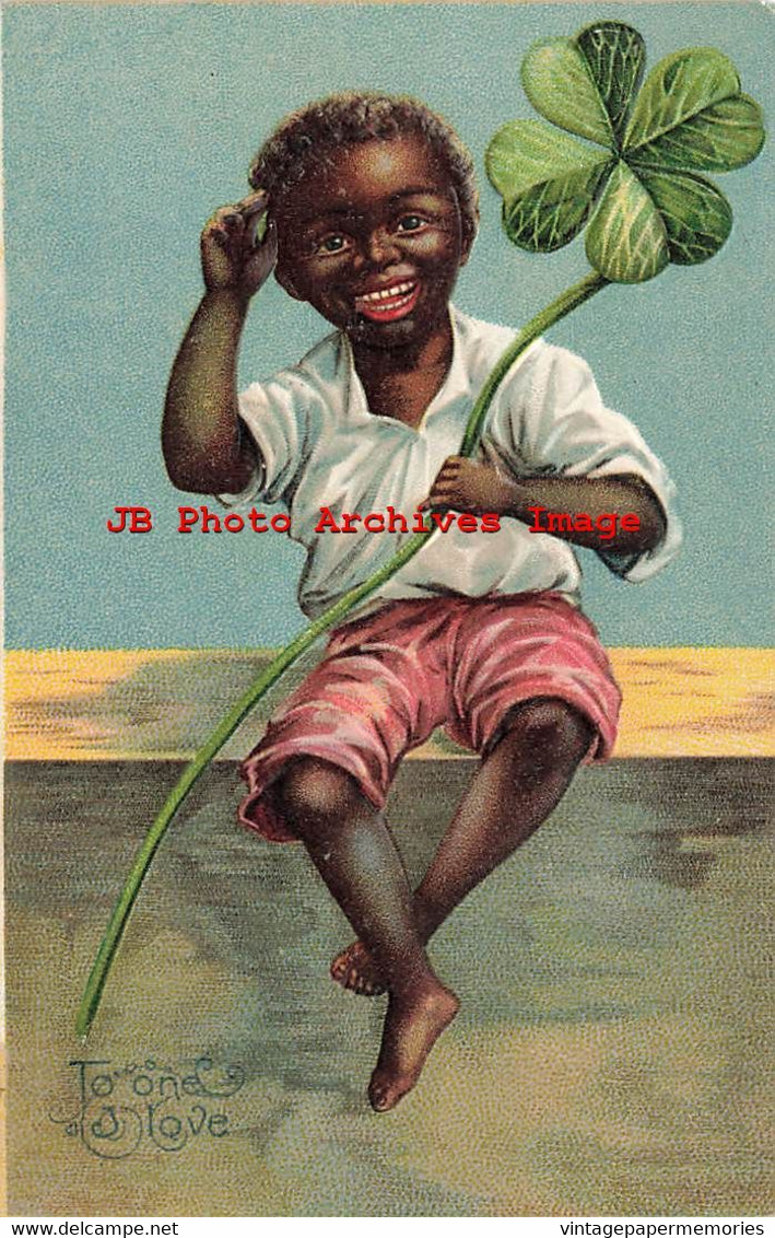 902933-Black Americana, Unknown Pub, To The One I Love, Boy Holds Shamrock - Black Americana