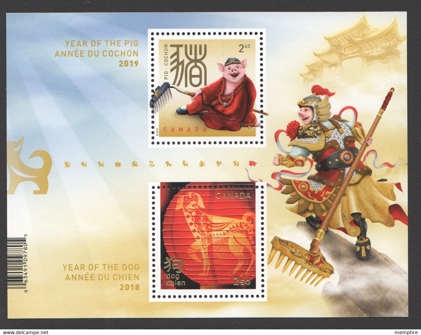 2019  Transition  Year Of The Dog To Year Of The Pig  Souvenir Sheet Of 2 Sc 3162a ** MNH - Neufs